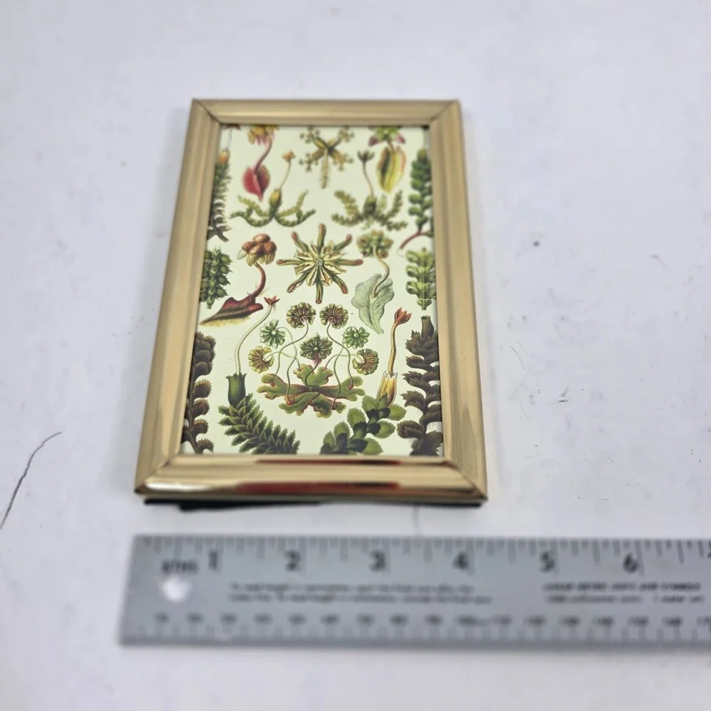 Vintage Brass Frame‎ Botanical Print Velvet Back Glass Front 6.25